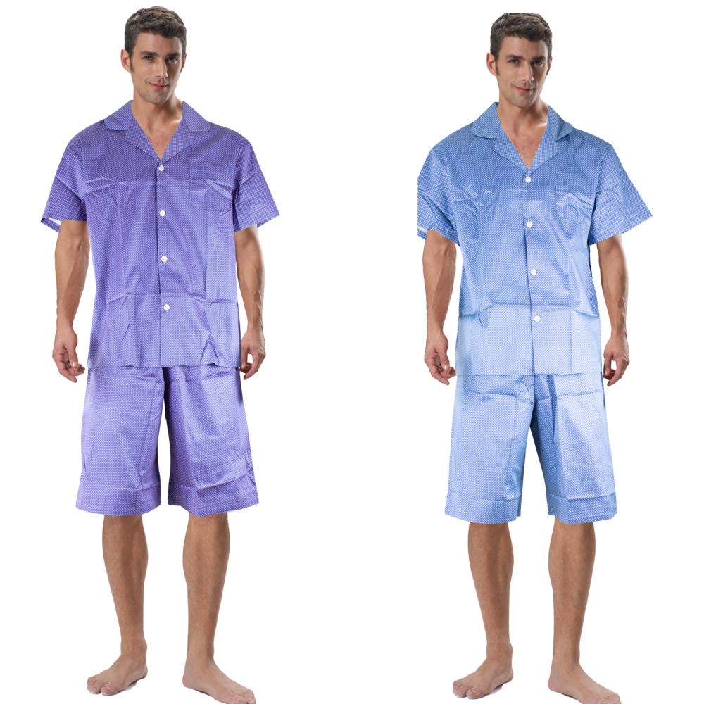 REMIXX Herren Satin Pyjama Kurz Zweiteiliger Schlafanzug (2 2er Sets)
